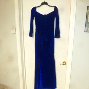 Elegant Velvet Long Sleeve Maxi Open Shoulder Dress sz XS